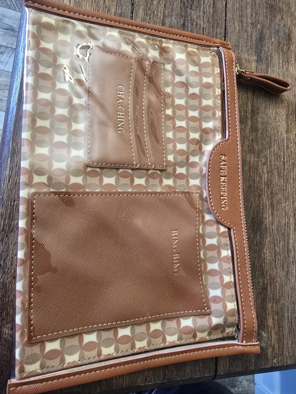 Clear Front Brown Travel Organizer Pouch